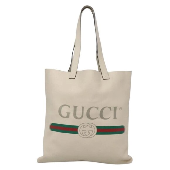 GUCCI Web Sherry Line Tote Bag Leather Ivory 572768 Auth mr1460 - Picture 2 of 16